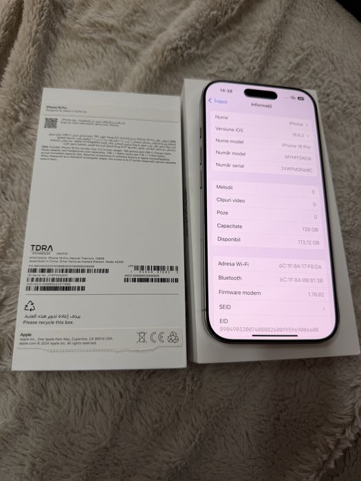 iPhone 16 Pro natural titanium 128Gb fara probleme,defecte