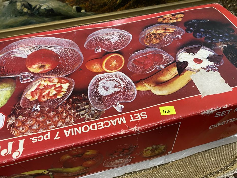 Италиански кристален комплект за ядки и плодове купички