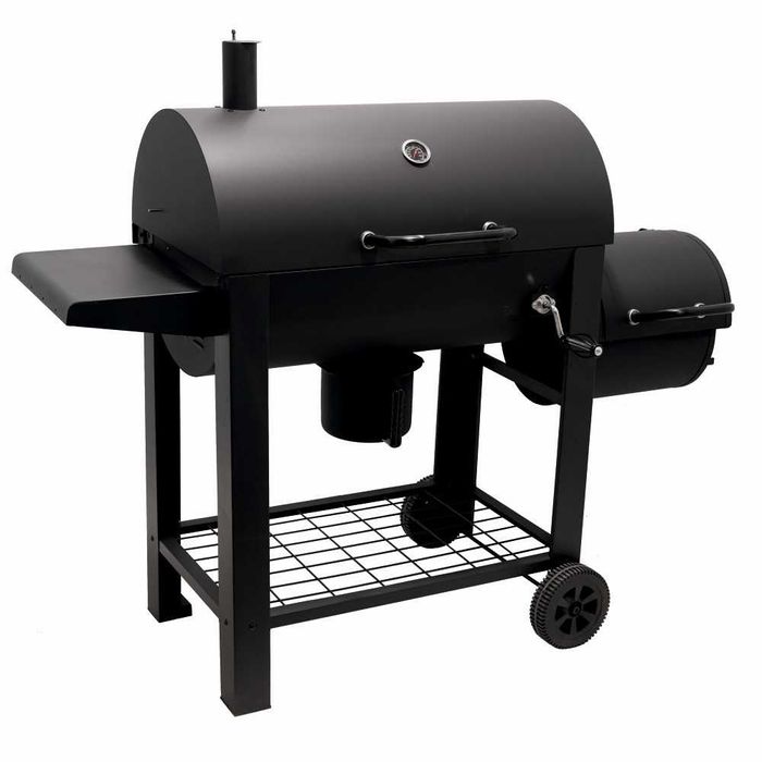 Gratar cu afumatoare din otel, capac si roti deplasare 66x42 cm