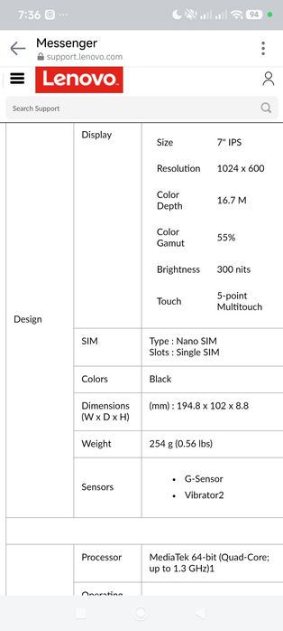 Таблет Lenovo Tab 7 Essential TB-7304l