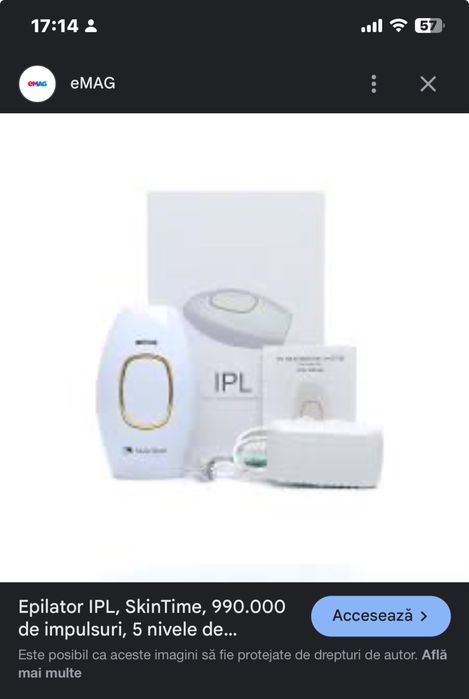 Aparat IPL InfiLaser - body hair remover ( pentru firele negre ), nou