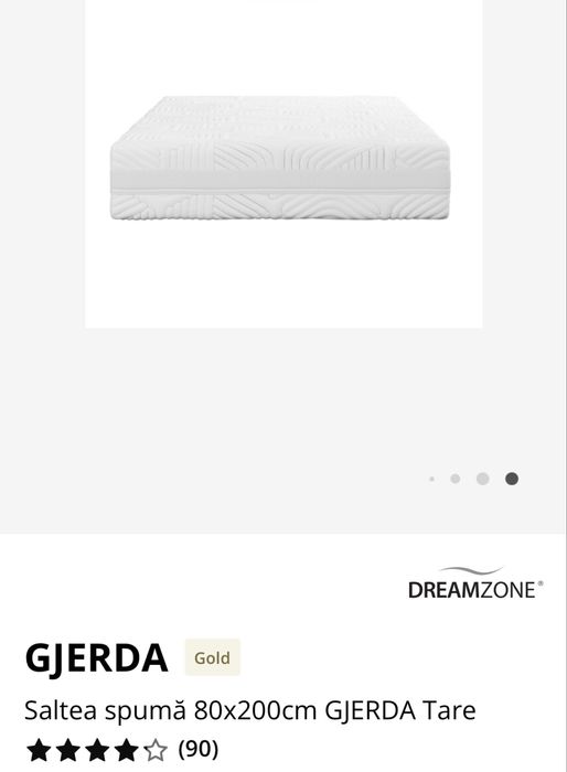 Vand Saltea spumă 80x200 GJERDA Tare