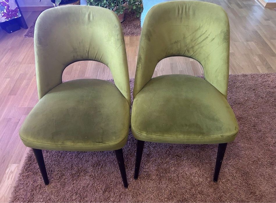 Scaune de catifea de culoare kaki 6 buc