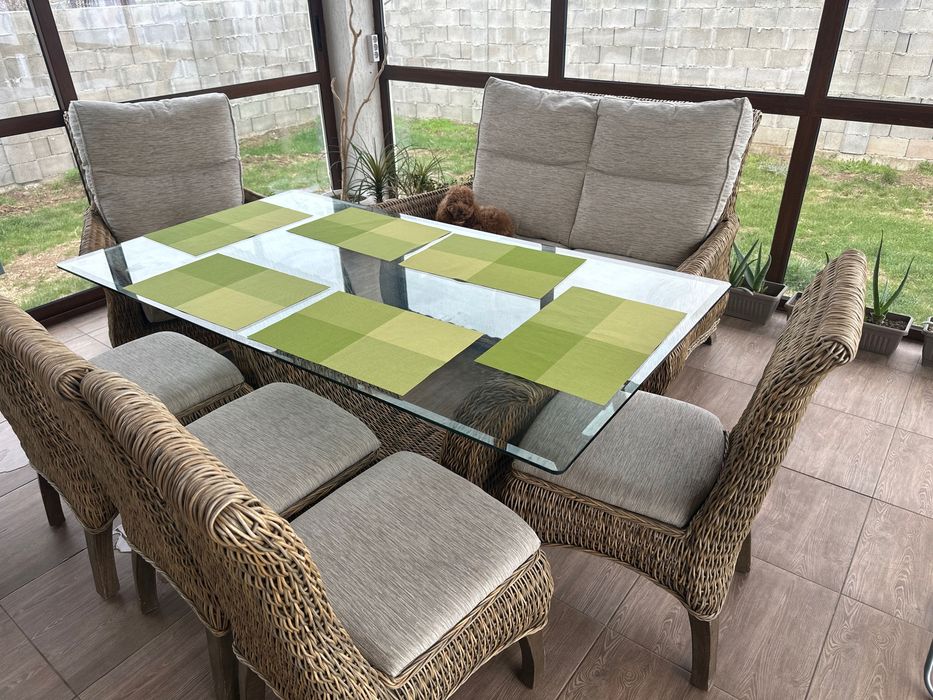 Комплект естествен ратан мебели за лятна градина