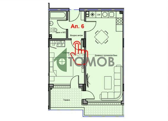 Изцяло южен двустаен апартамент с АКТ 16 в района на Загорка, БЕЗ КОМ