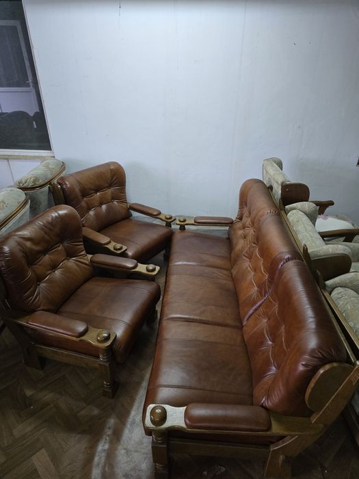 Sea canapele.piele naturală +lemn masiv