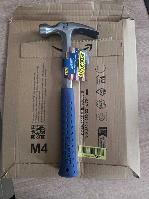 Tesla, Ciocan cu gheare ESTWING cu mâner din vinil, drept, diametru 27 mm, 560 g, șină netedă