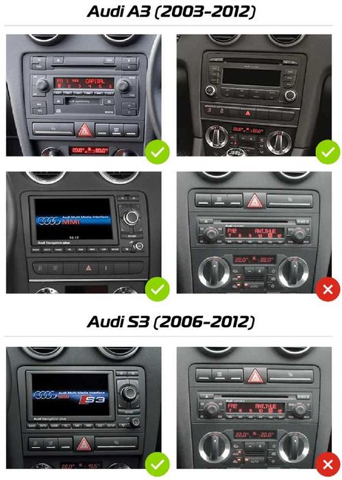 Audi A3 03/12 9” 2-DIN с Android’14, 4G/LTE, WiFi, 4/64GB, 8-core CPU