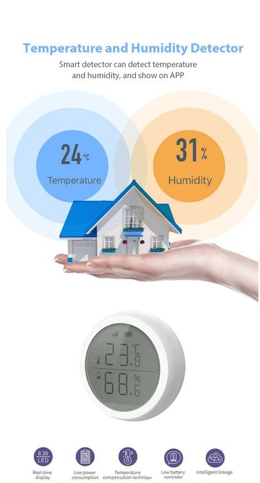 Senzor smart temperatura umiditate luminozitate Tuya Zigbee