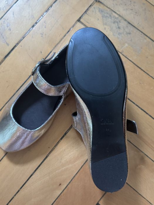 Балетки zara серебристые