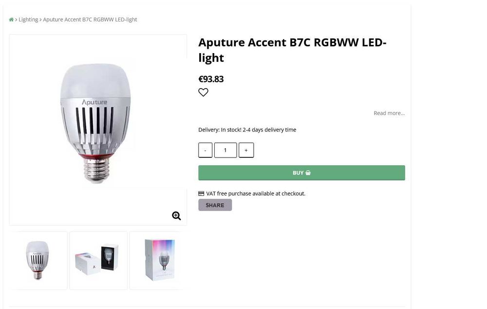 Aputure Accent B7c RGBWW Light Bulb