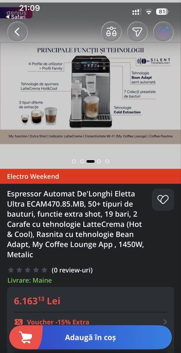 Espressor cafea DeLonghi