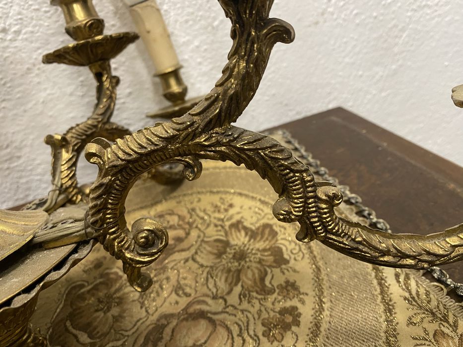 Голям френски бароков полилей от масивен излят месинг барок