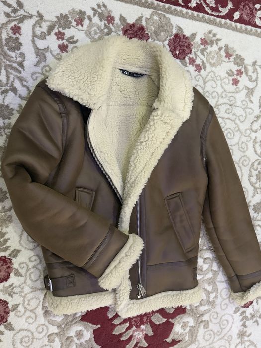 Мъжко яке ZARA Aviator (Кафяво) – Дубленка с пух