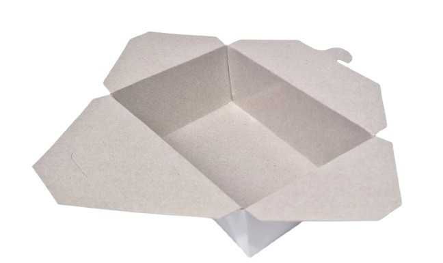 Set 50 buc cutii/meniu/caserole carton alb/gri duplex, fast-food, delivery, 1200cc, 190x120x62 mm