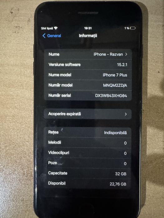IPhone 7 plus stare baterie 87%