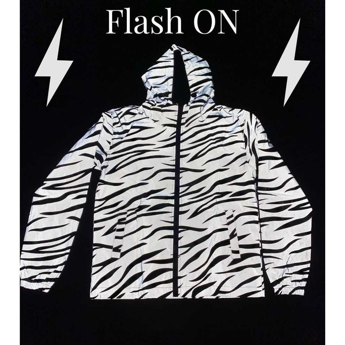 Jacheta/Hanorac/Windbreaker din material reflectorizant (model zebra)