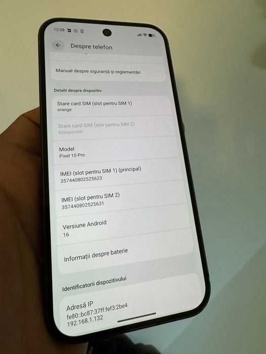 Telefon Google Pixel 10 PRO 16Gb ram 128Gb stare perfecta