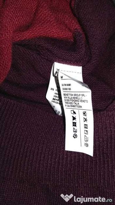 Pulover lana unisex NOU Benetton stil retro forme geometrice colorate