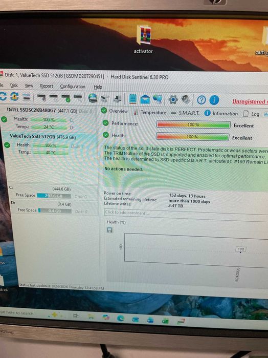 SSD SATA 2.5 500 Gb ValueTech, 100 % health,  garantie 6 luni