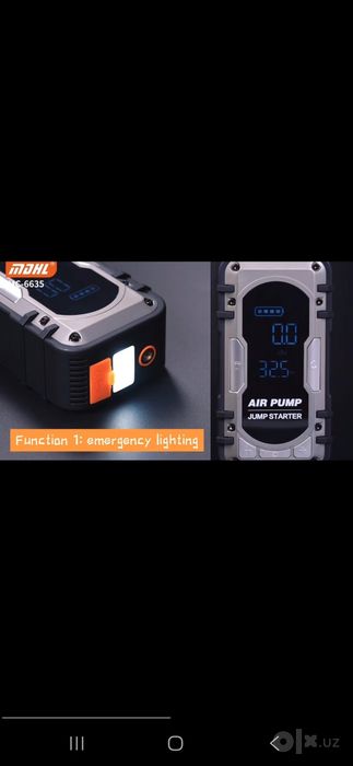 Kompressor mashina akkumulyator uygʻotadigan+powerbank+nasos+fonar