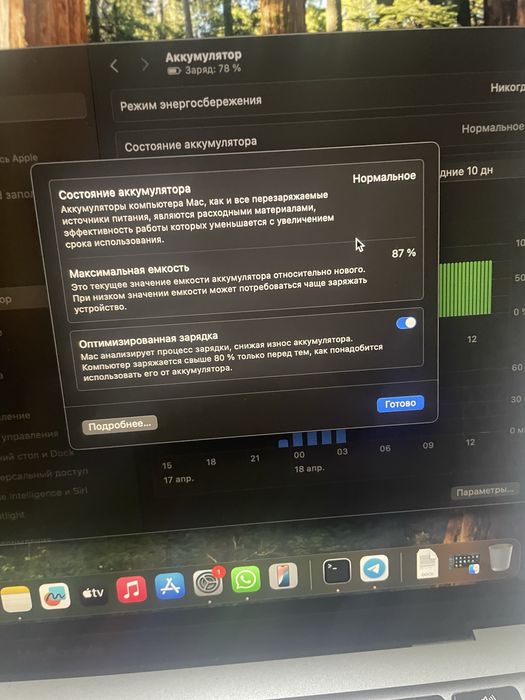 MacBook Air M1, 87% емкость аккум