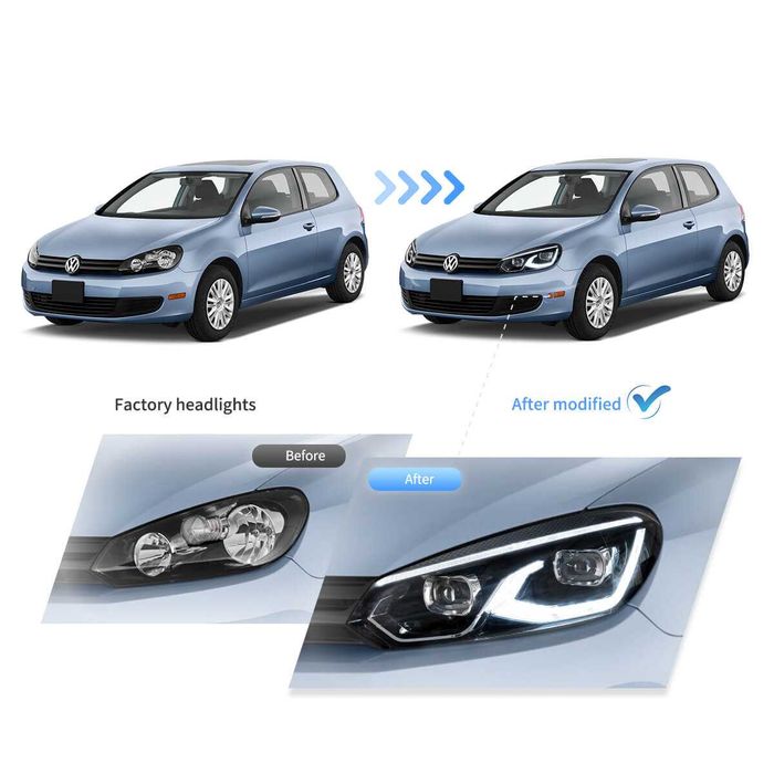 Комплект FULL LED фарове с начална анимация за VW GOLF 6 2008 - 2012