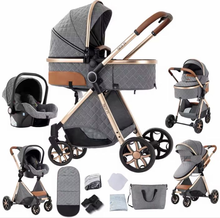 Carucior Carut Bebe Bebelus 3 In 1 Landou Scoica Pliabil Smart Multifunctional Aluminiu NOU