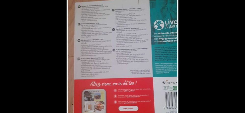 Lampă de noptieră 2 în 1 Livoo
