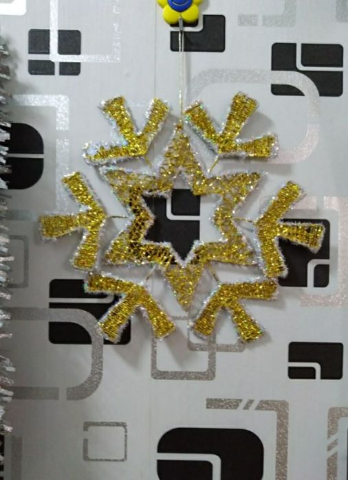 Новогодние  ЁЛКА  и Гирлянды, БОЛЬШИЕ Снежинки 3 ШТУКИ совпласэтал