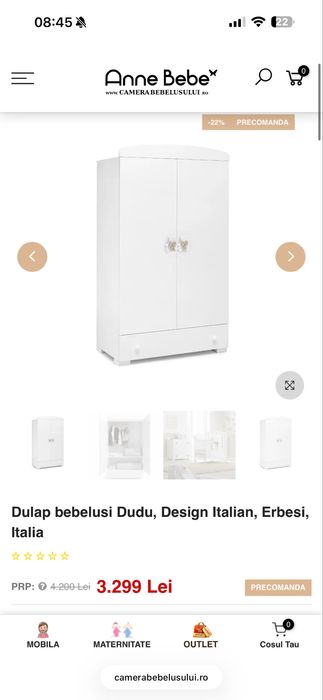 Dulap alb bebelusi Dudu, Design Italian, Erbesi, Italia