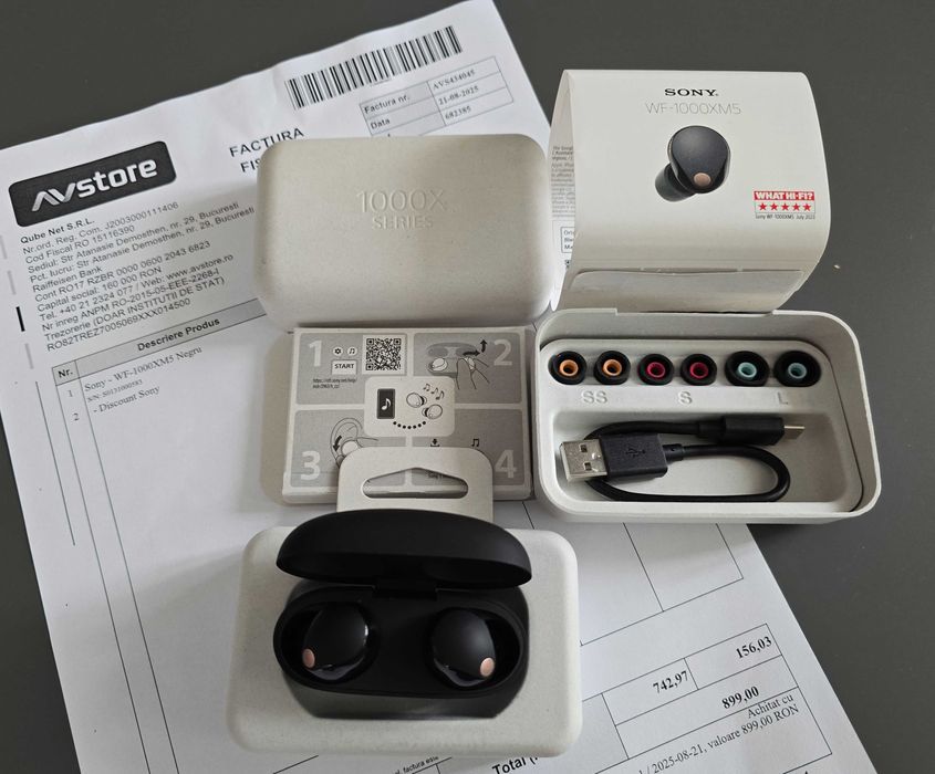 Casti Sony WF-1000XM5B, impecabile, factura si garantie