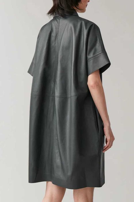 Кожена рокля-риза COS от 100% агнешка кожа