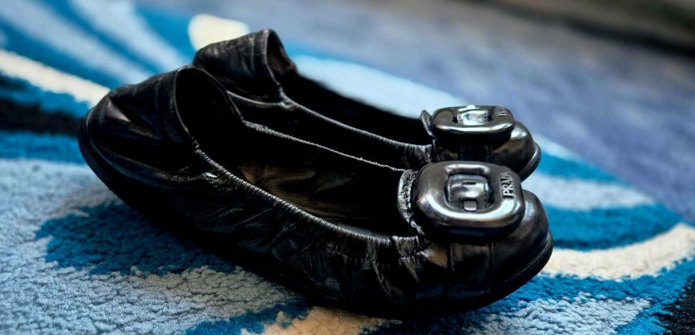 Prada Ballerina Flats – Black Leather – EU 36