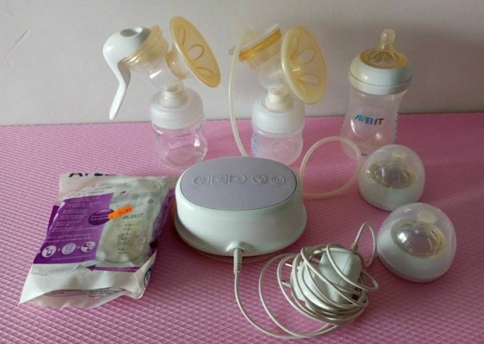 Pompa electrica + manuala Philips Avent, cu biberoane si plicuri