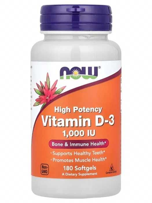Vitamin D-3 1000 МЕ 180 капс, Витамин Д, Vitamin D3, Now Foods Америка