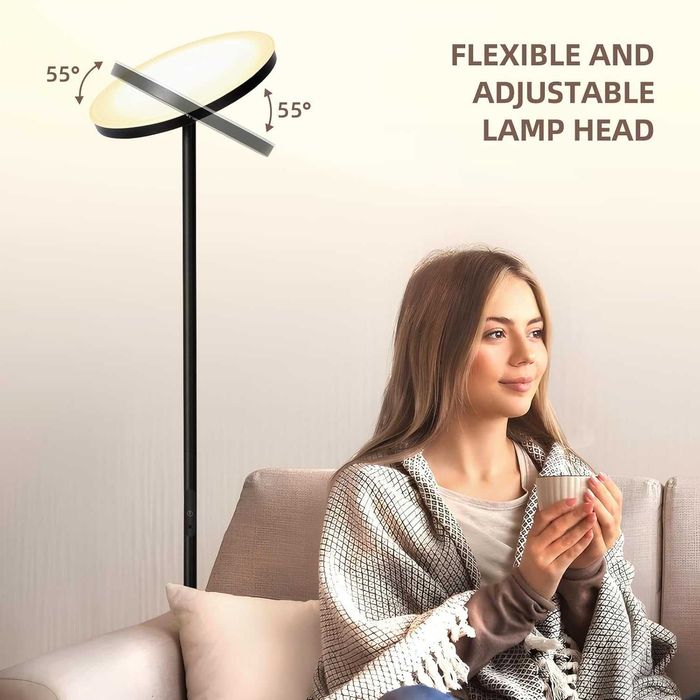 ЛЕД подова лампа в черно