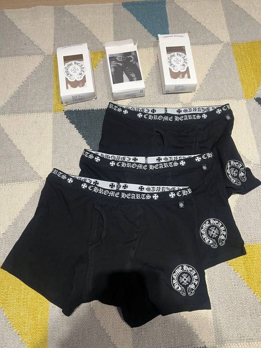 Boxeri bărbați Chrome Hearts, negri, logo alb discret, M sau L, noi, nepurtați, cu cutie