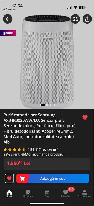 Vand Purificator de aer Samsung