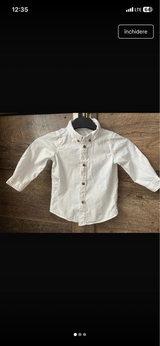 Cămașă albă H&M băieți, mărimea 80, stare impecabilă