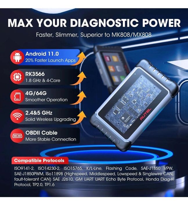 Автодиагностика Autel MaxiCom MK808S+подарък 2 часа обучение