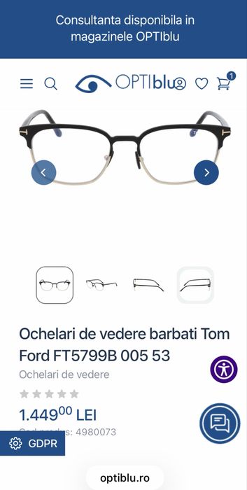 Vand rame/ochelari vedere Tom Ford TF 5799 B, stare ff buna .