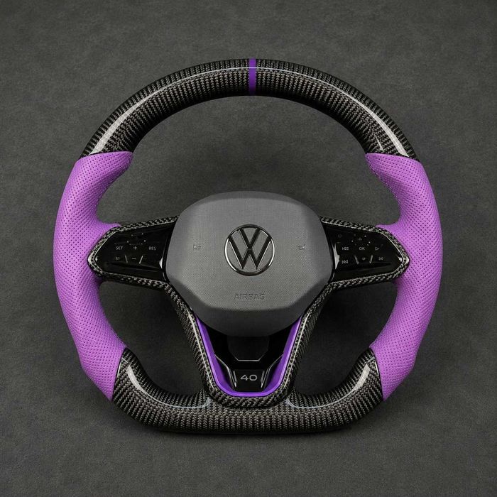 Volan Volkswagen Custom R GTI  | Piele / Carbon / Alcantara | Golf 5 6 7 7.5 8 Passat B6 B7 B8 CC Arteon Polo Scirocco Tiguan T-Roc Touareg