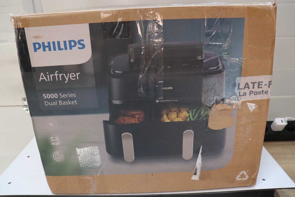 Фритюрник с горещ въздух Philips Steam Airfryer 5000, две кошници, функция за готвене на пара, 2 кошници - пара, пържене с въздух, пържене с пара, 9л