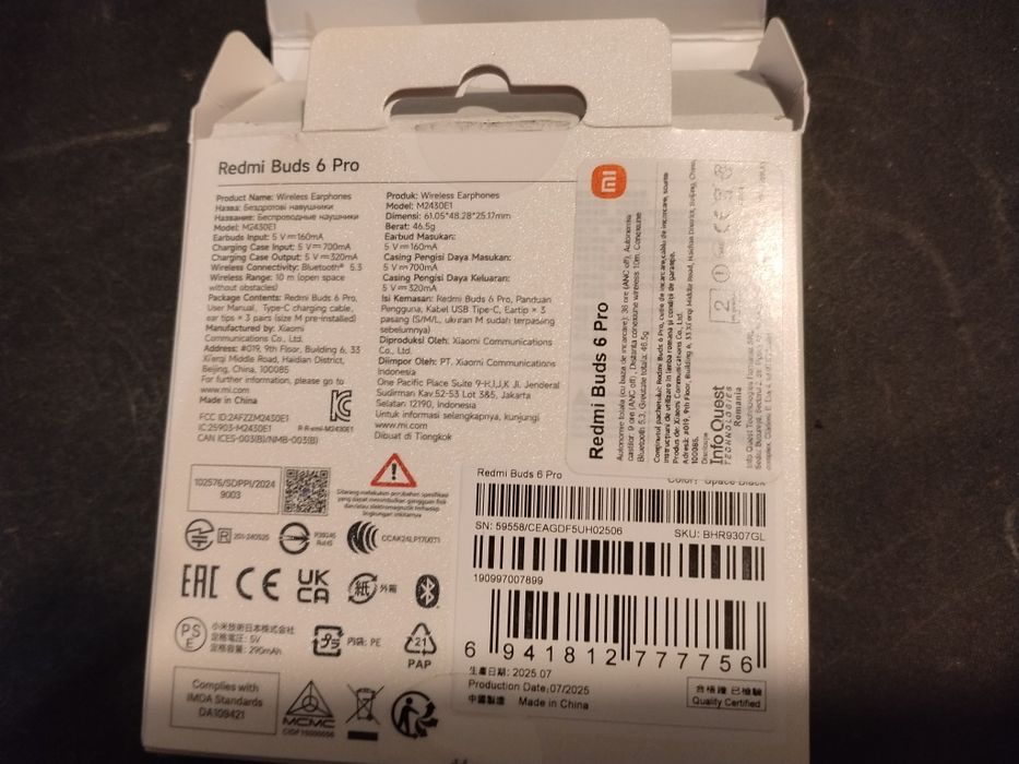 Căști wireless Redmi Buds 6 Pro – stare foarte bună