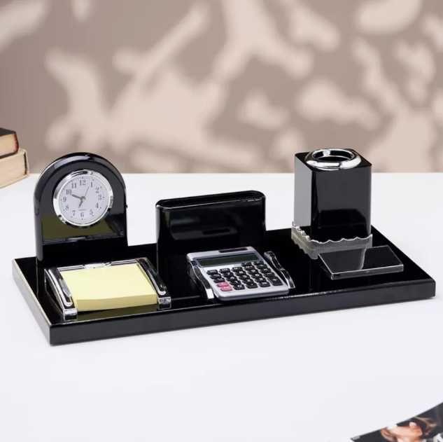 Набор Настольный Канцелярский 6в1 - Часы / Калкульятор / Заметница
