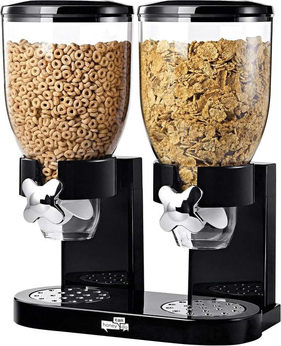 REDUS de la 200 RON, Dispenser dublu si  triplu pentru cereale sau bomnoane, 2x2L sau 3x2L, Alb sau Negru