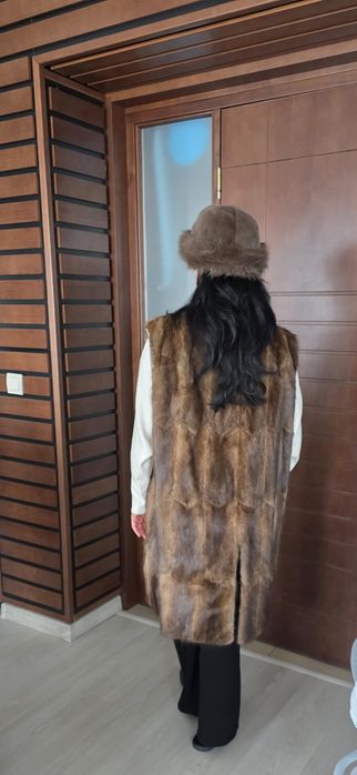 Дълъг дамски елек естествен косъм ХХL размер