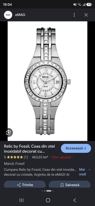Ceas dama Relic Smithfield cutie inclusa