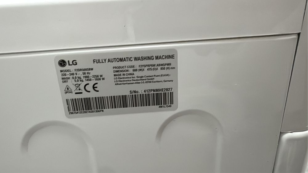 LG F2DR508S3W – Mașină de spălat cu uscător, 8 kg / 5 kg